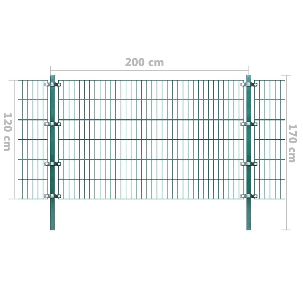 vidaXL Panou gard cu stâlpi, verde 6x1,2 m, fier vopsit electrostatic