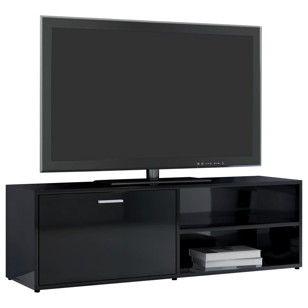 vidaXL Comodă TV, negru extralucios, 120 x 34 x 37 cm, PAL