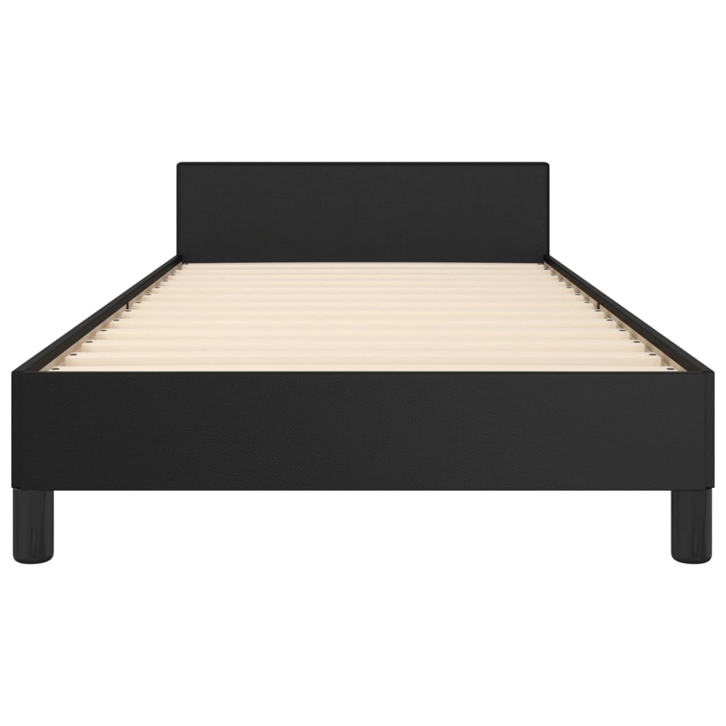 vidaXL Cadru de pat cu tăblie, negru, 90x200 cm, piele ecologică