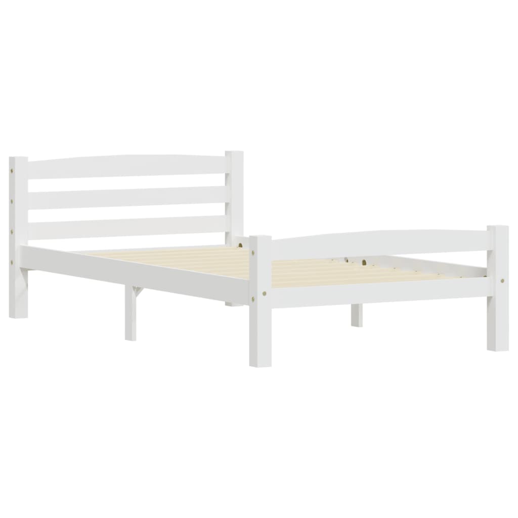 vidaXL Cadru de pat, alb, 90x200 cm, lemn de pin masiv