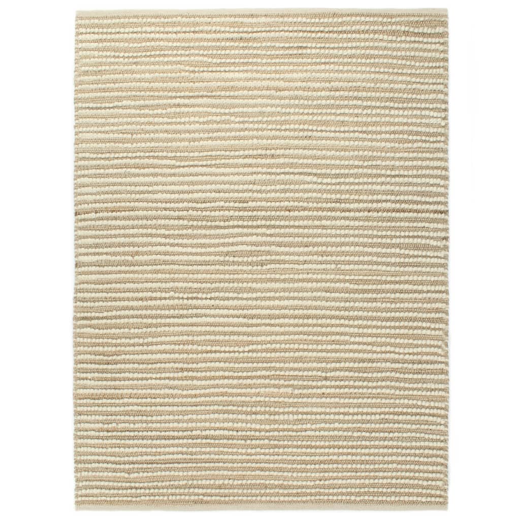 vidaXL Covor din lână și cânepă, 120x170 cm, natural/alb