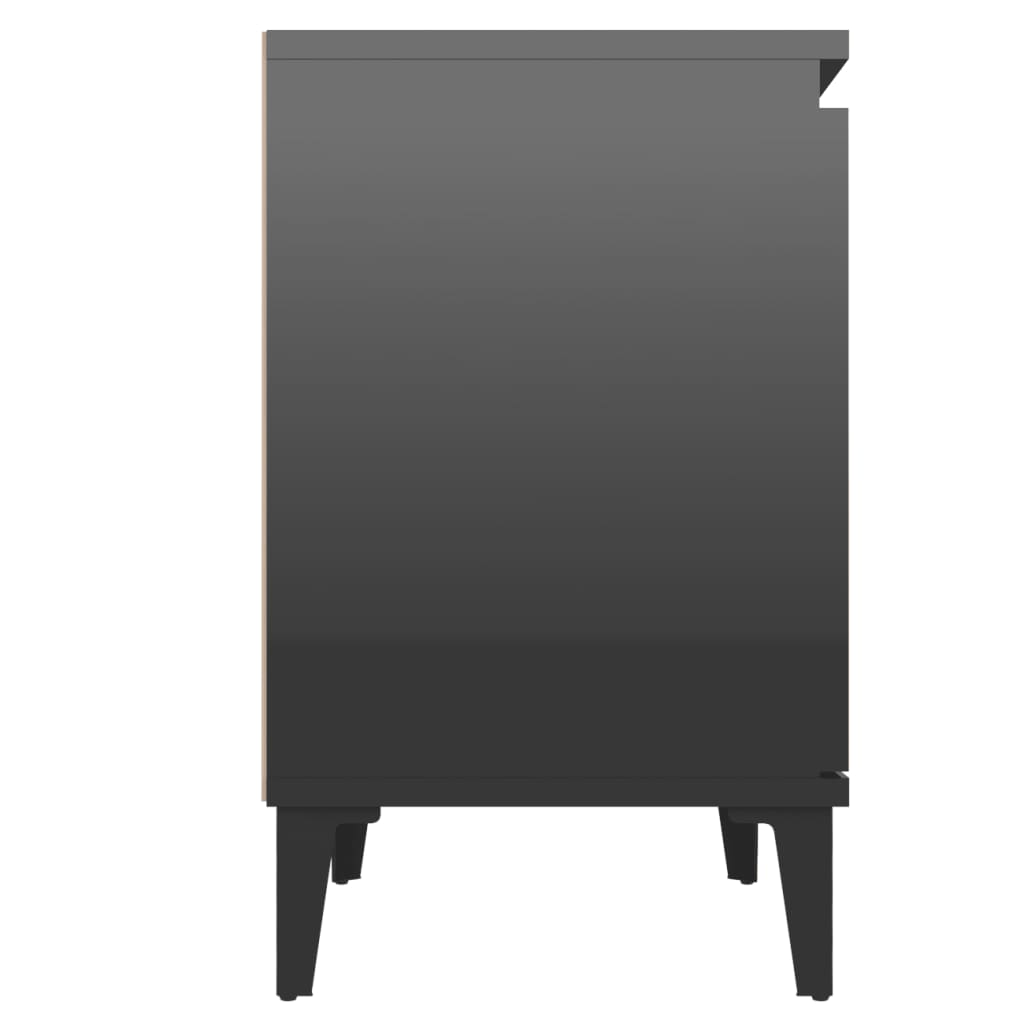 vidaXL Noptiere cu picioare metal, negru extralucios, 40x30x50 cm