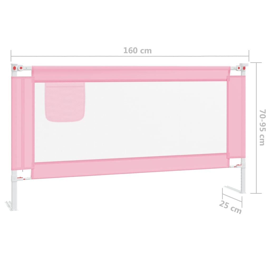 vidaXL Balustradă de protecție pat copii, roz, 160x25 cm, textil