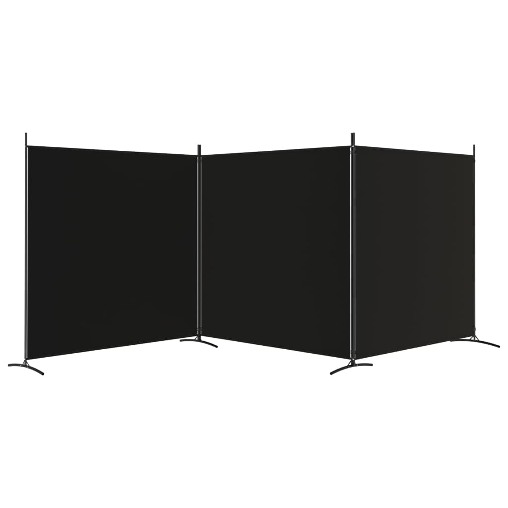 vidaXL Paravan de cameră cu 3 panouri, negru, 525x180 cm, textil