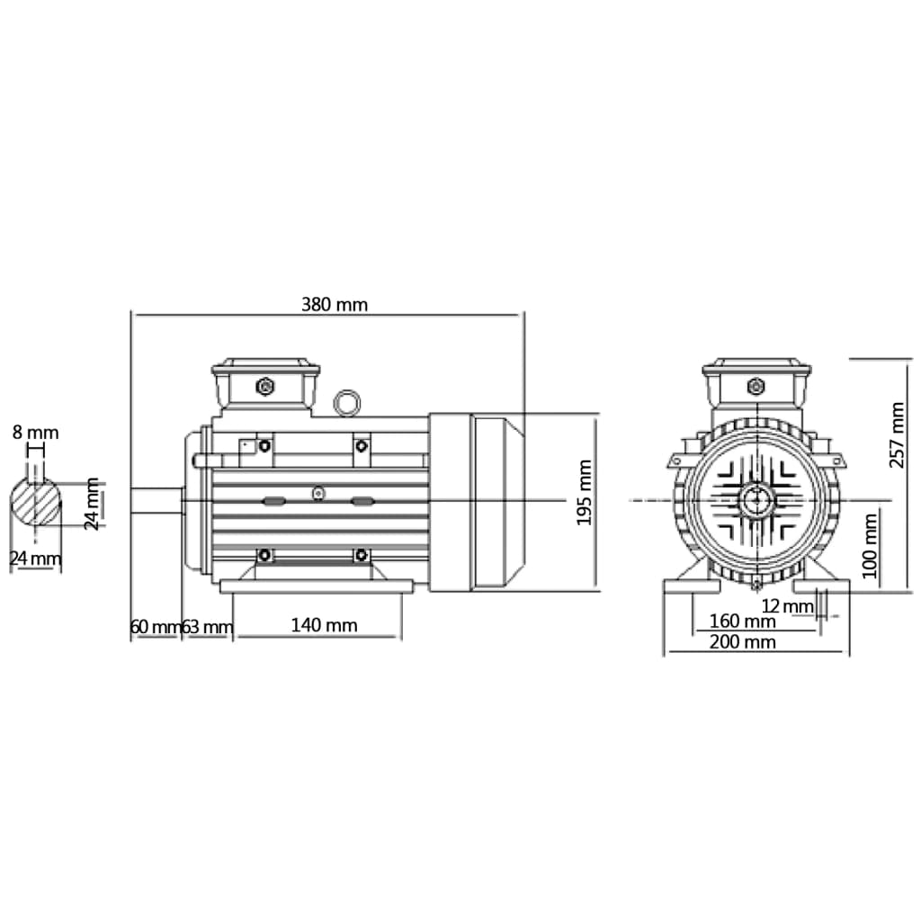 vidaXL Motor electric trifazic aluminiu 3kW/4CP 2 poli 2840 RPM