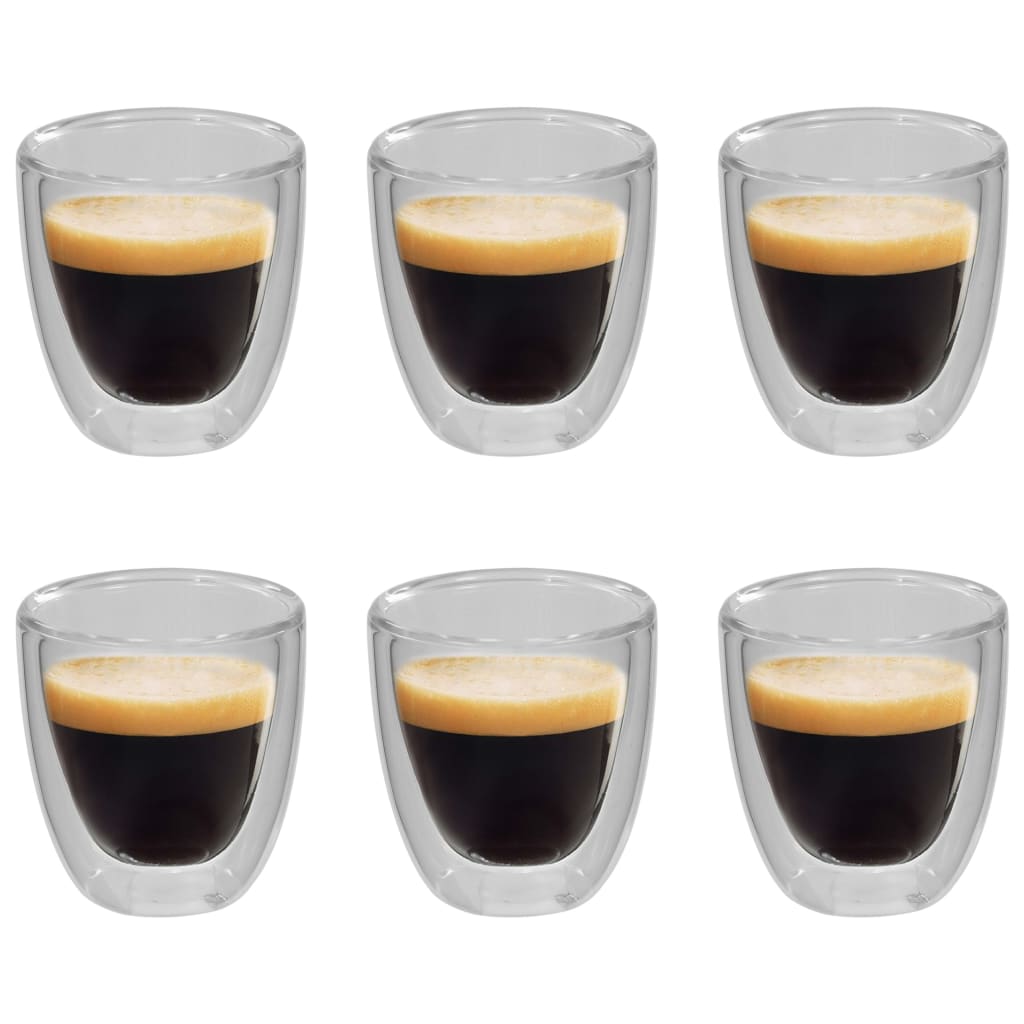 vidaXL Pahar termic perete dublu pentru cafea espresso, 6 buc., 80 ml