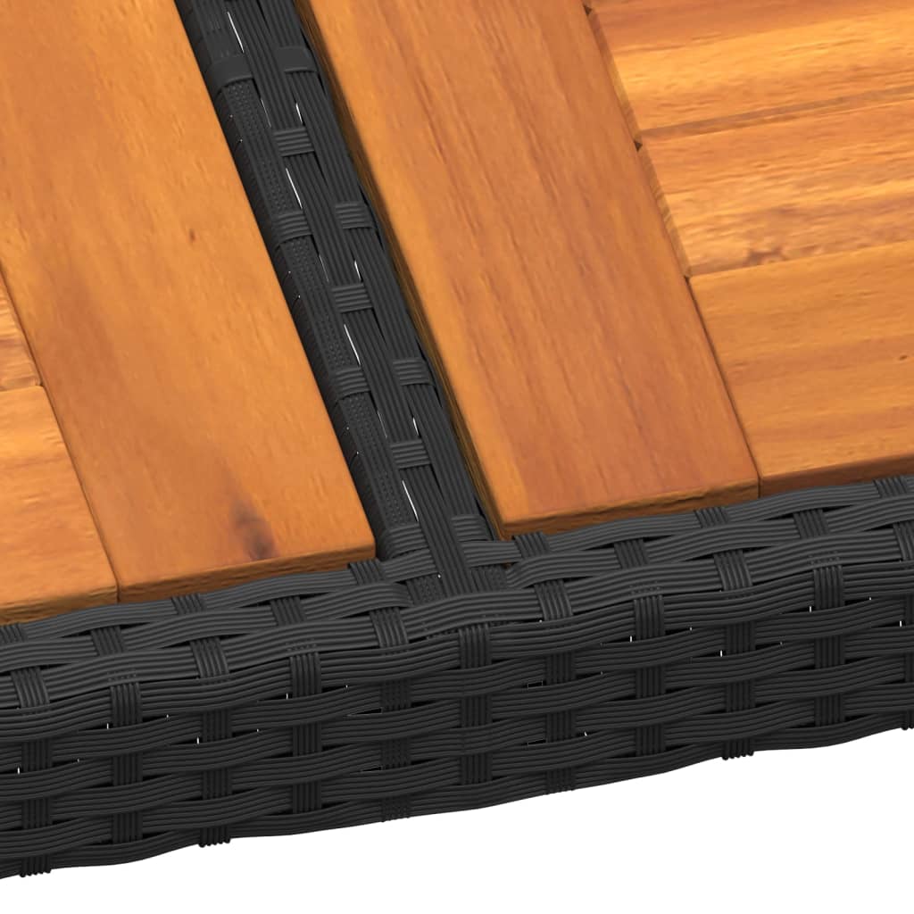 vidaXL Masă de grădină, negru, 200x150x75cm, lemn de acacia/poliratan