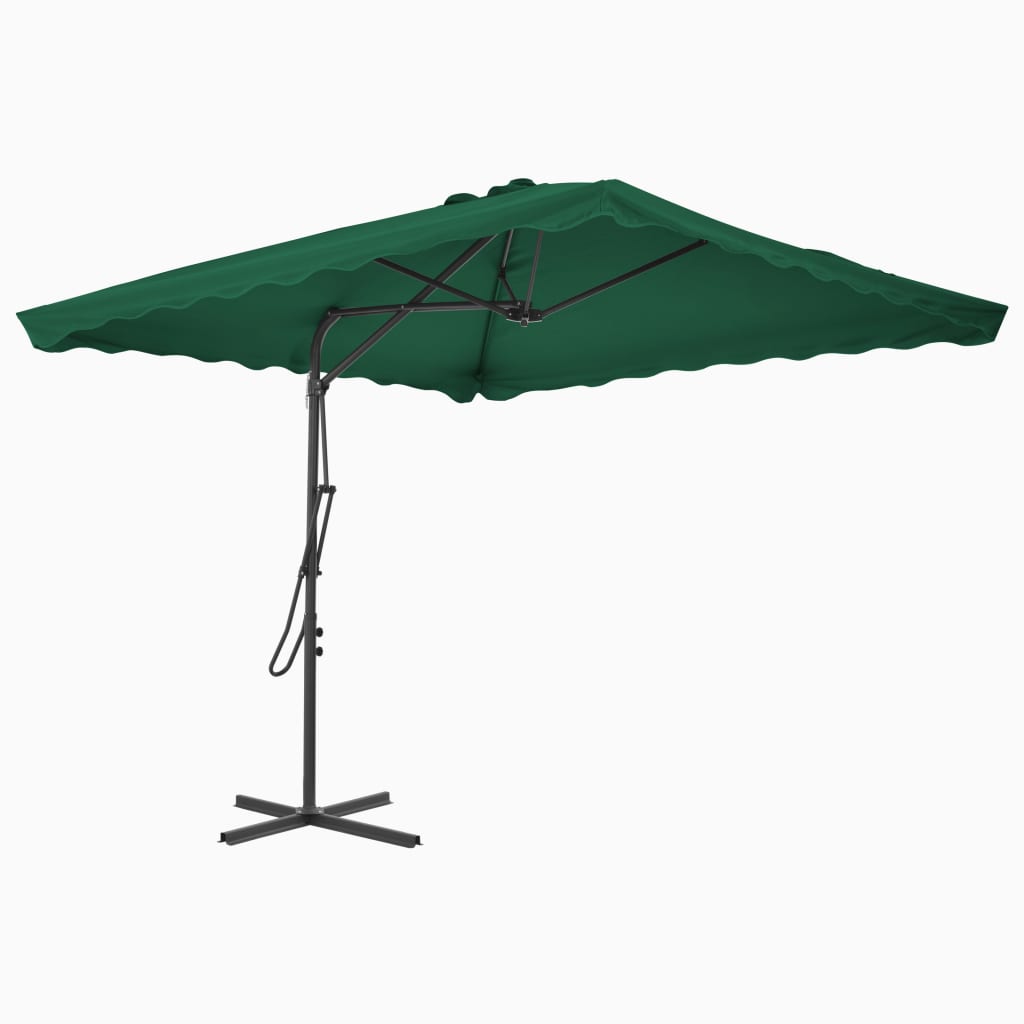 vidaXL Umbrelă de soare de exterior, stâlp din oțel, verde, 250x250 cm