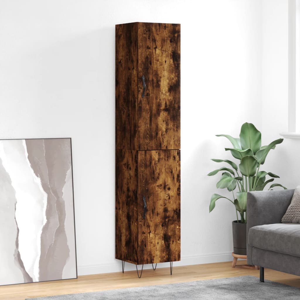 vidaXL Dulap înalt, stejar fumuriu, 34,5x34x180 cm, lemn prelucrat