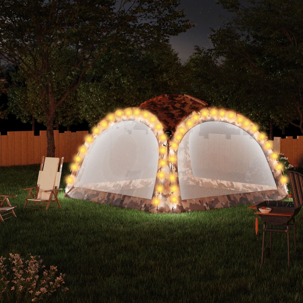 vidaXL Cort de petrecere cu LED și 4 pereți, camuflaj, 3,6x3,6x2,3 m