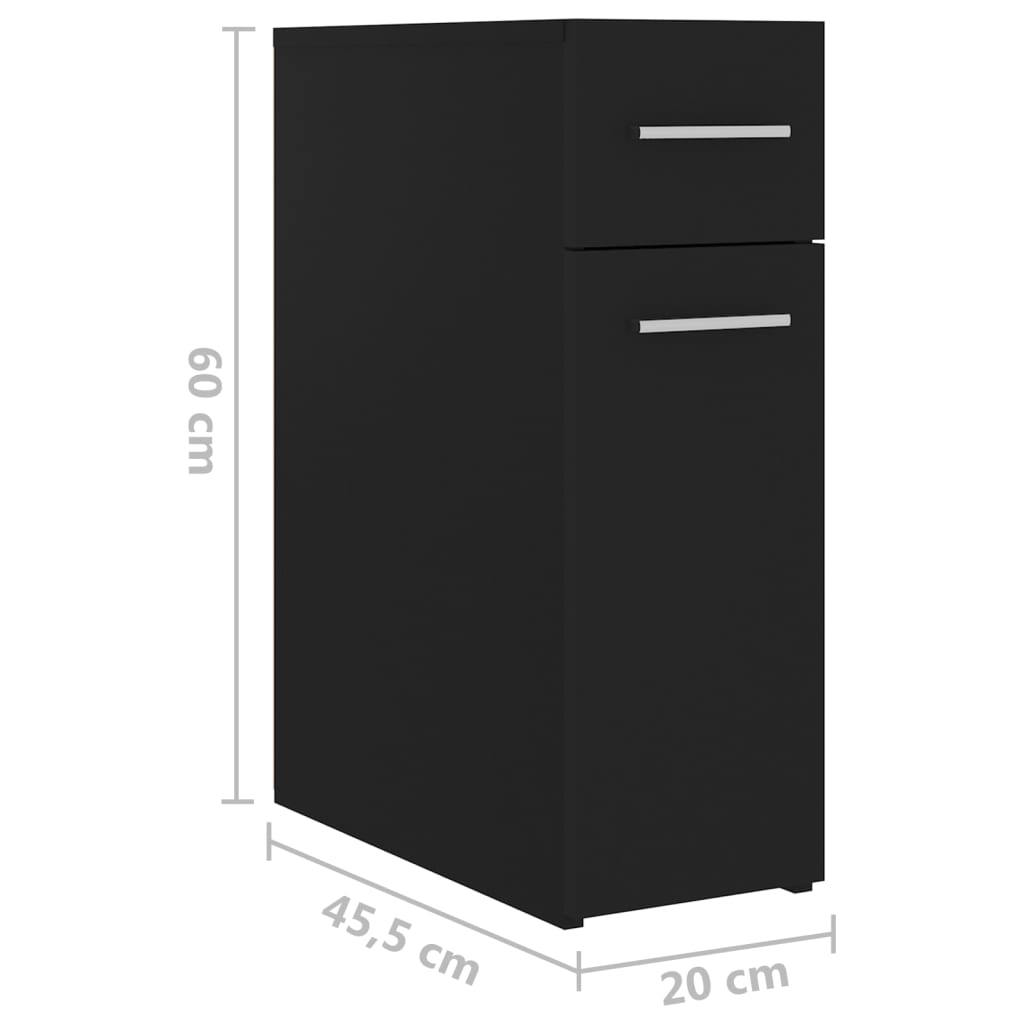 vidaXL Dulap de farmacie, negru, 20x45,5x60 cm, PAL