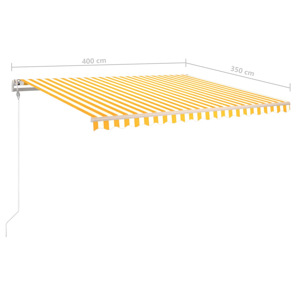 vidaXL Copertină retractabilă manual cu LED, galben & alb, 4x3,5 m
