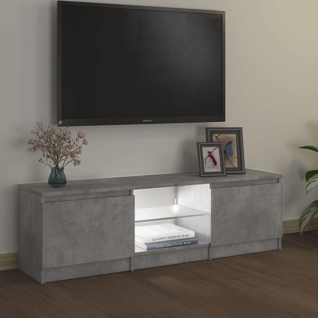 vidaXL Comodă TV cu lumini LED, gri beton, 120x30x35,5 cm