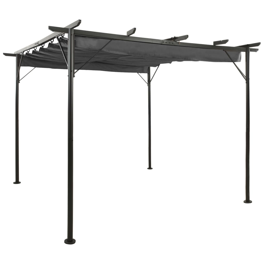 vidaXL Pergolă cu acoperiș retractabil, antracit, 3x3m, oțel, 180 g/m²
