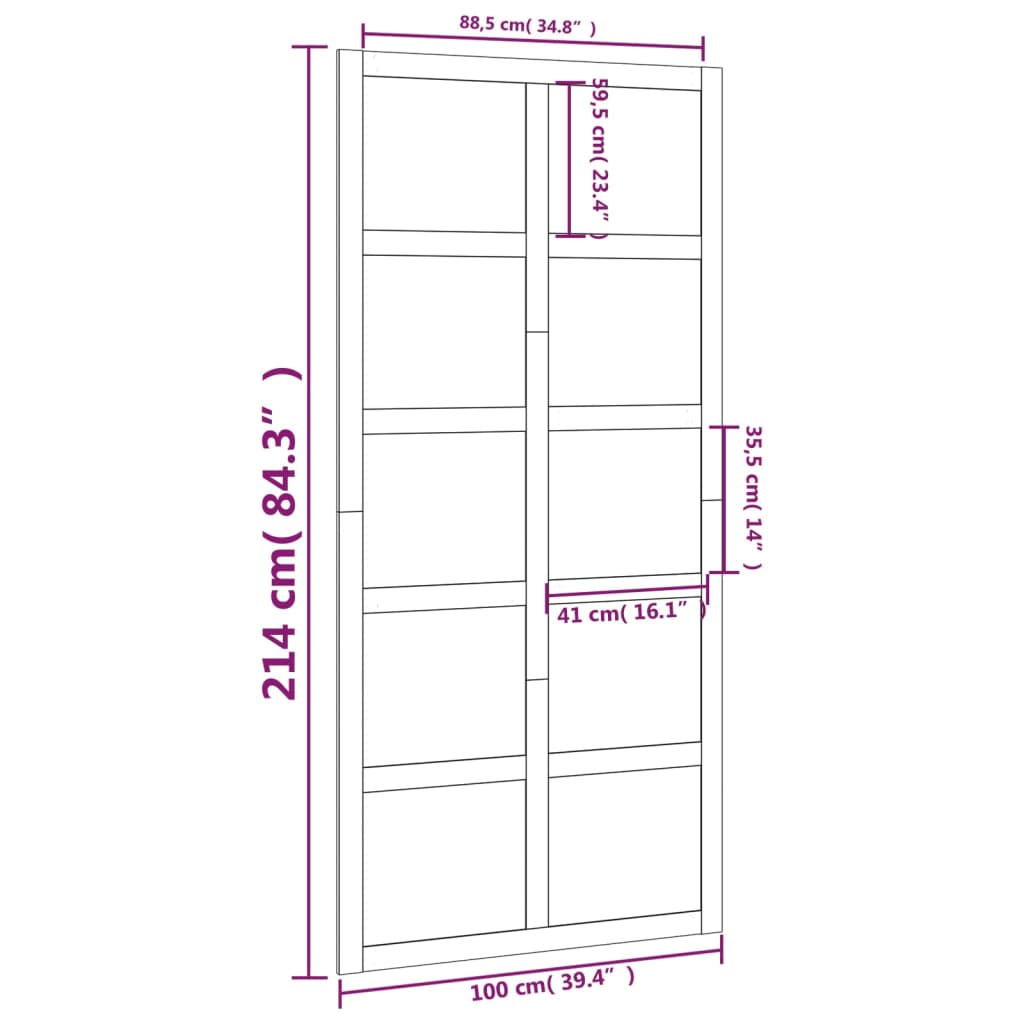 vidaXL Ușă de hambar, alb, 100x1,8x214 cm, lemn masiv de pin