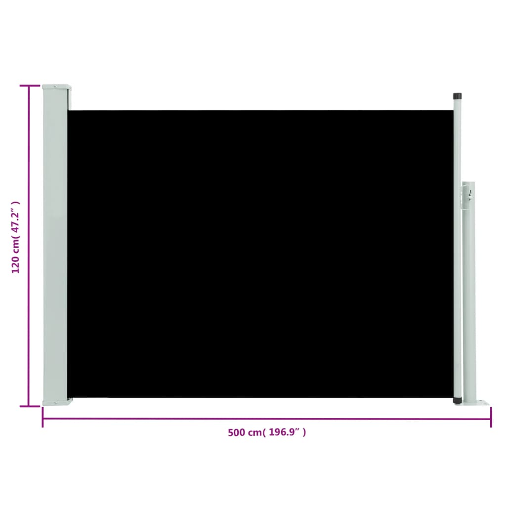 vidaXL Copertină laterală retractabilă de terasă, negru, 117x500 cm
