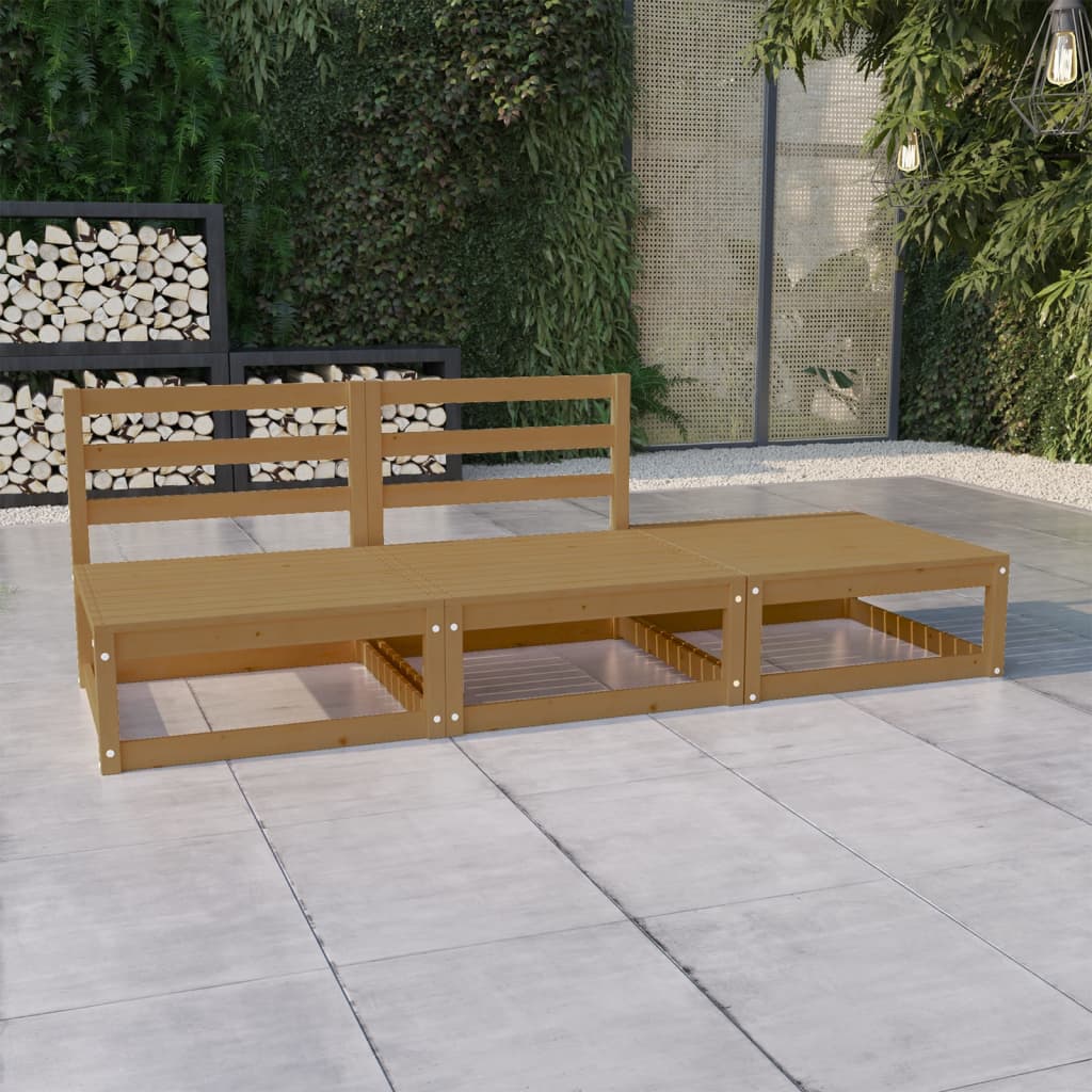 vidaXL Set mobilier de grădină, 3 piese, maro miere, lemn masiv de pin