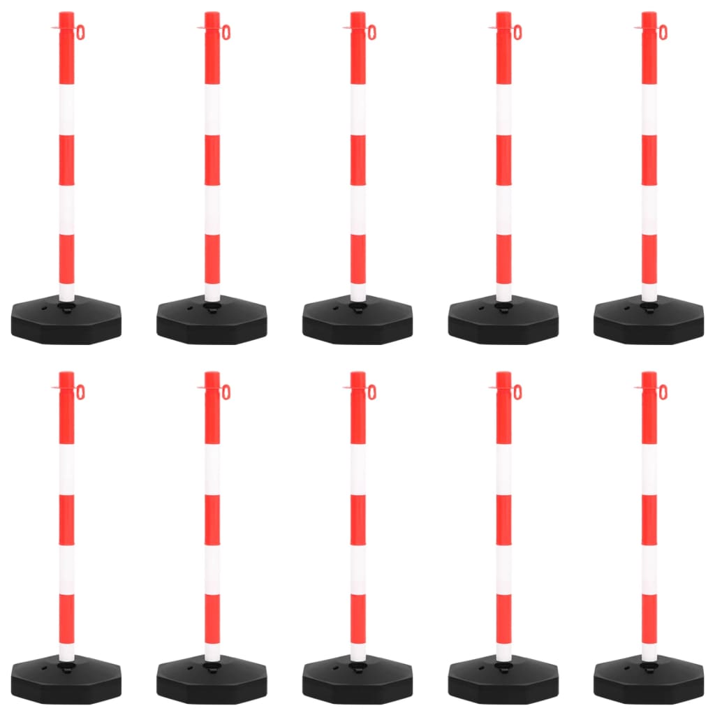vidaXL Set stâlp semnalizare trafic, cu lanț din plastic de 10 m
