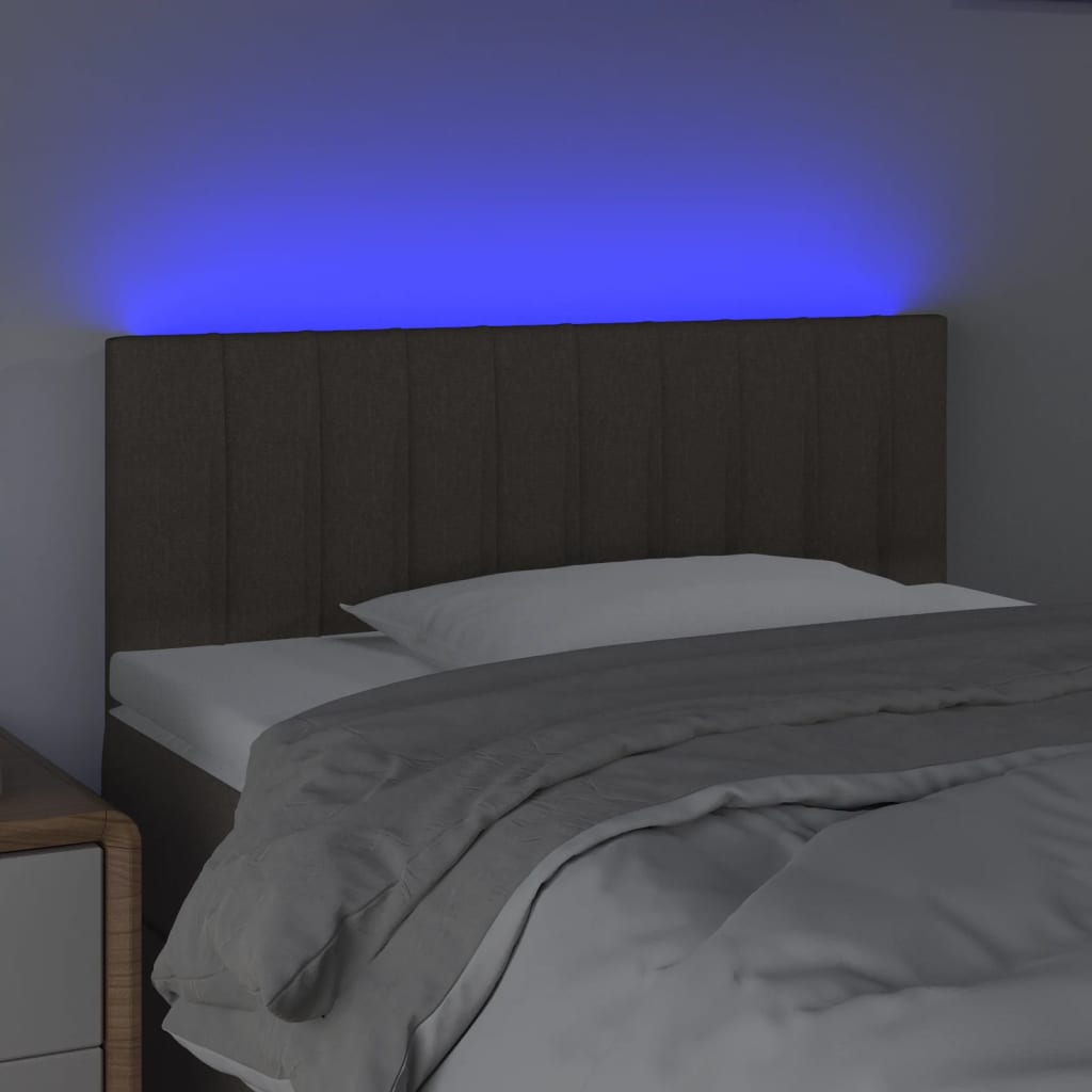 vidaXL Tăblie de pat cu LED, gri taupe, 90x5x78/88 cm, textil