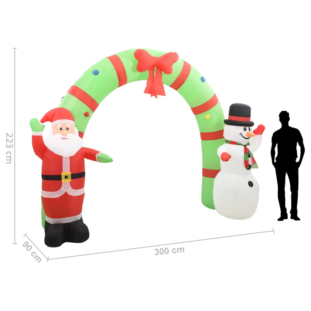 vidaXL Decorațiune gonflabilă Moș Crăciun și om de zăpadă, LED, 223 cm