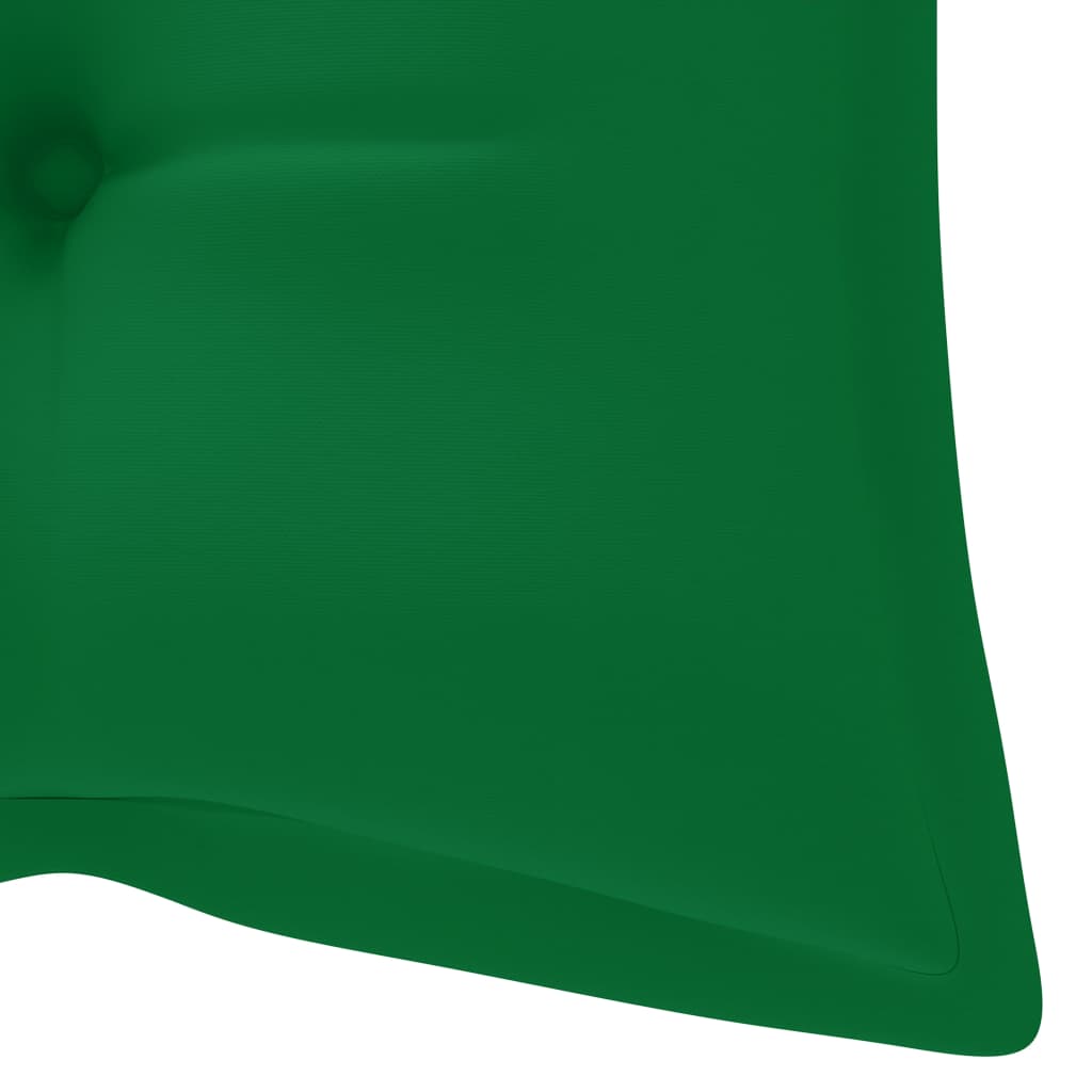 vidaXL Bancă balansoar cu pernă verde, 170 cm, lemn masiv tec