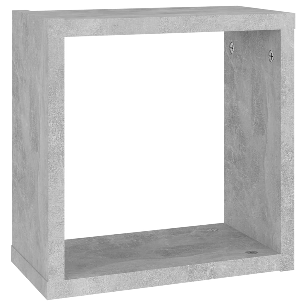 vidaXL Rafturi de perete cub, 2 buc., gri beton, 30x15x30 cm