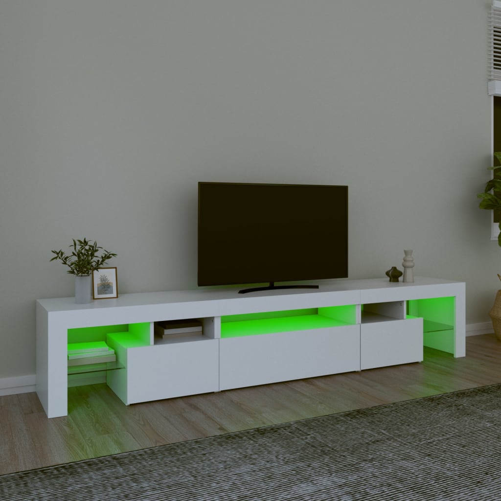 vidaXL Comode TV cu lumini LED, alb，215x36,5x40