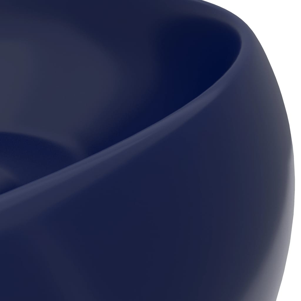 vidaXL Chiuvetă baie lux albastru închis mat 40x15 cm ceramică rotund