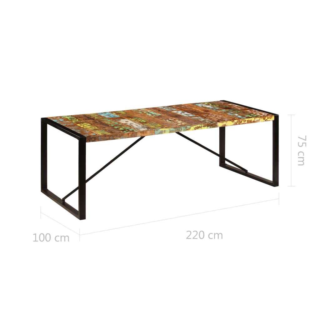 vidaXL Masă de bucătărie, 220 x 100 x 75 cm, lemn masiv reciclat