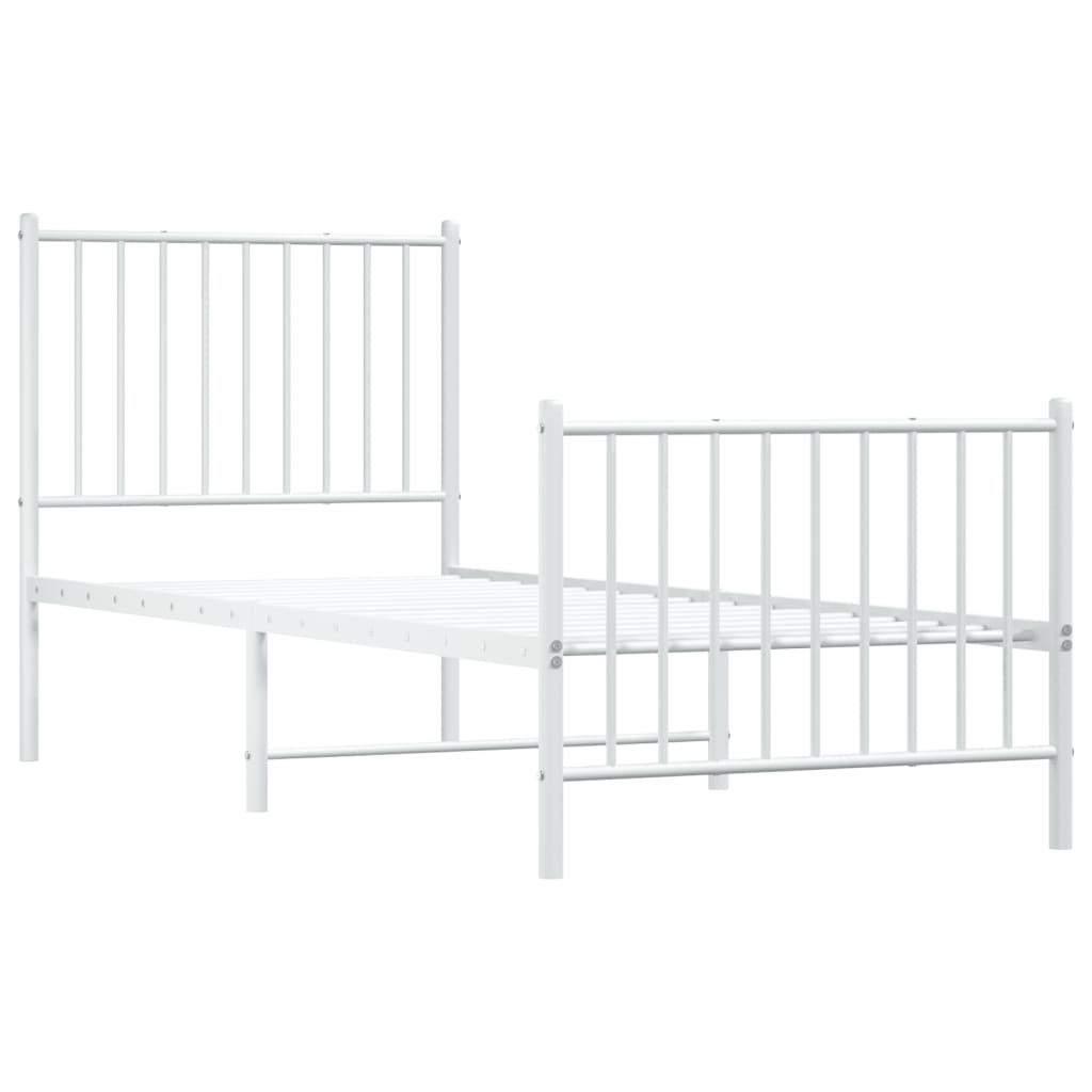 vidaXL Cadru de pat metalic cu tăblie de cap/picioare, alb, 80x200 cm