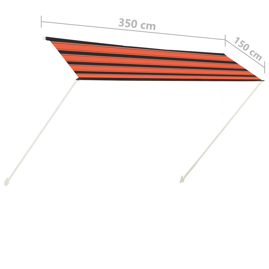 vidaXL Copertină retractabilă, portocaliu și maro, 350 x 150 cm