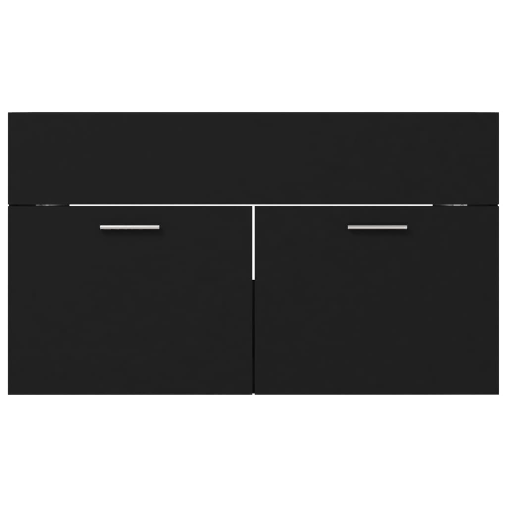 vidaXL Set mobilier de baie, 2 piese, negru, lemn compozit