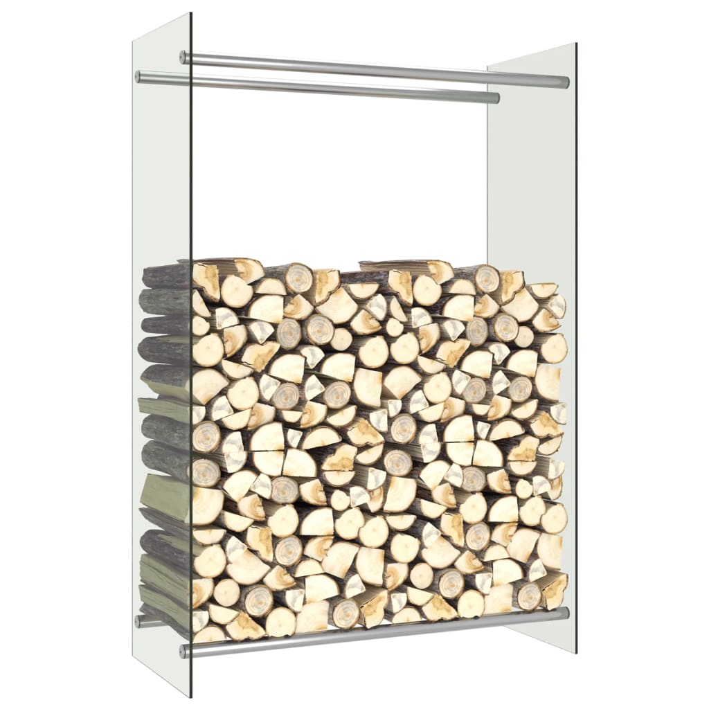 vidaXL Rastel lemne de foc, transparent, 80 x 35 x 120 cm, sticlă