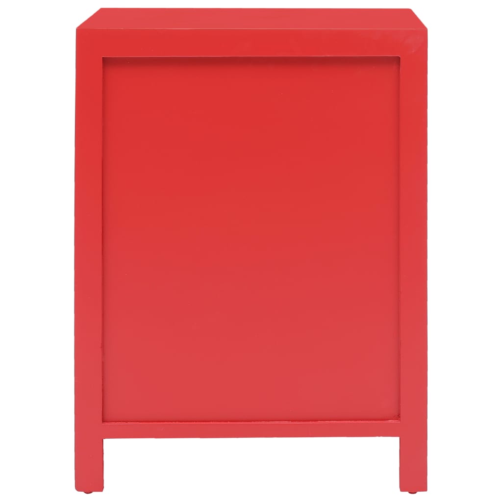 vidaXL Noptieră, roșu, 38 x 28 x 52 cm, lemn de paulownia