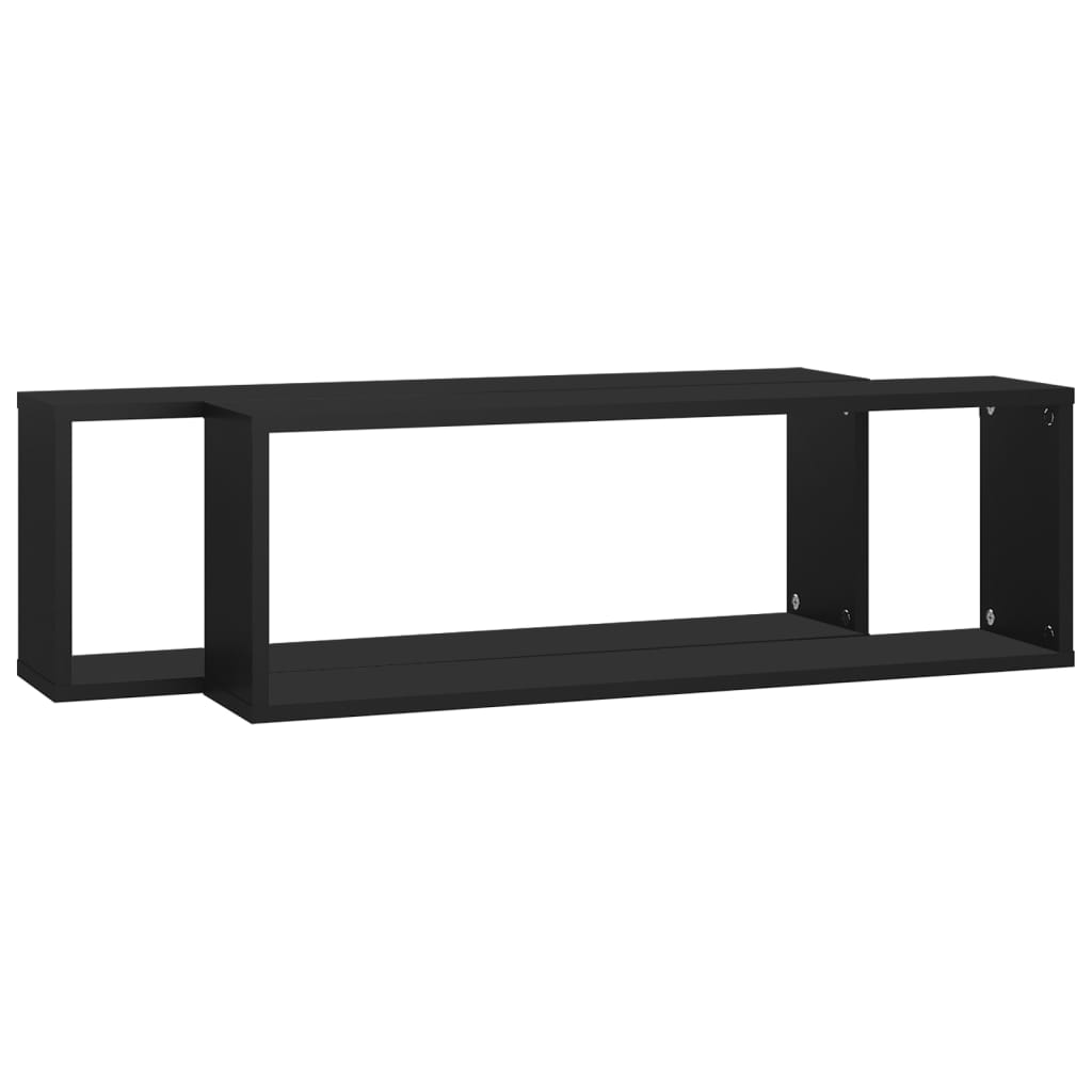 vidaXL Rafturi de perete cub, 2 buc., negru, 80x15x26,5 cm PAL