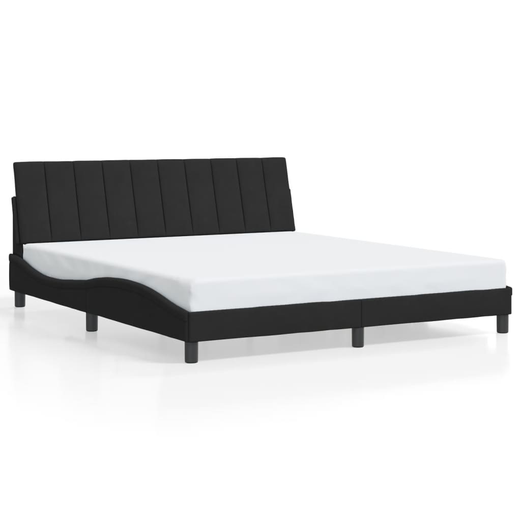 vidaXL Cadru de pat cu lumini LED, negru, 180x200 cm, catifea