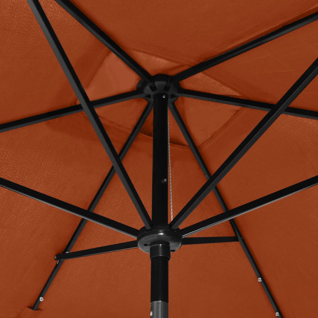 vidaXL Umbrelă de soare cu LED-uri & stâlp din oțel, cărămiziu, 2x3 m