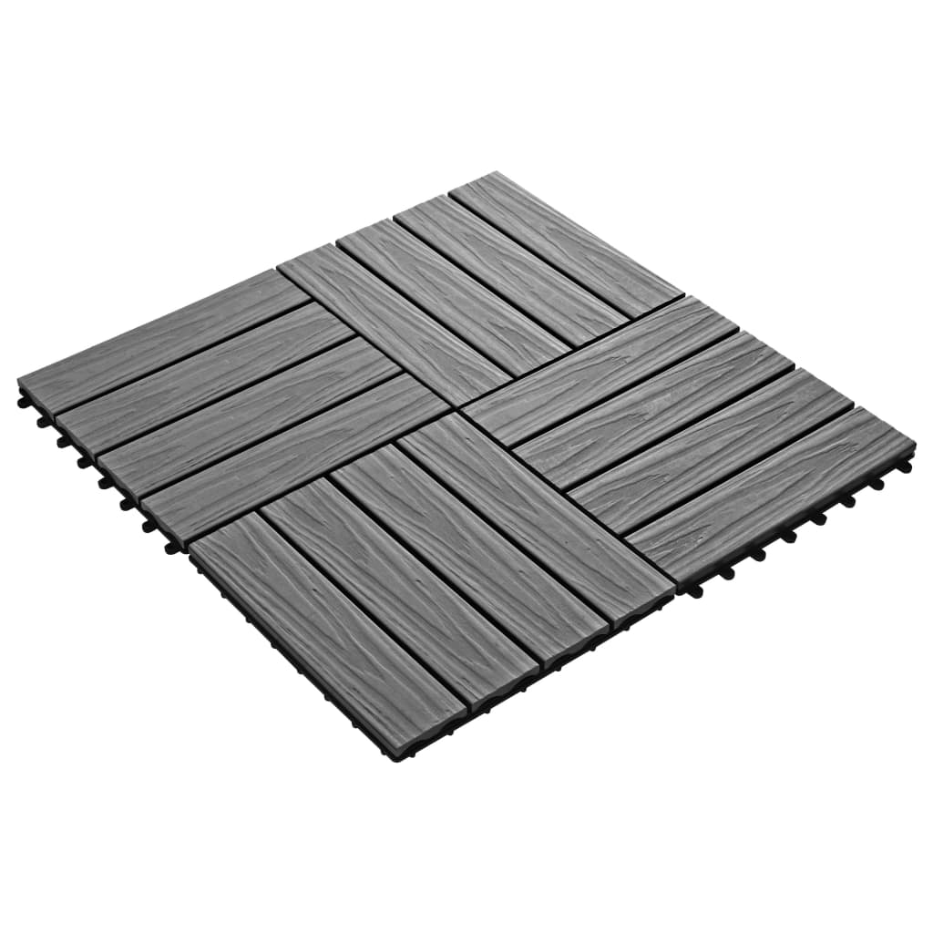 vidaXL Plăci podea în relief WPC, 11 buc., 30 x 30 cm, 1 mp, gri