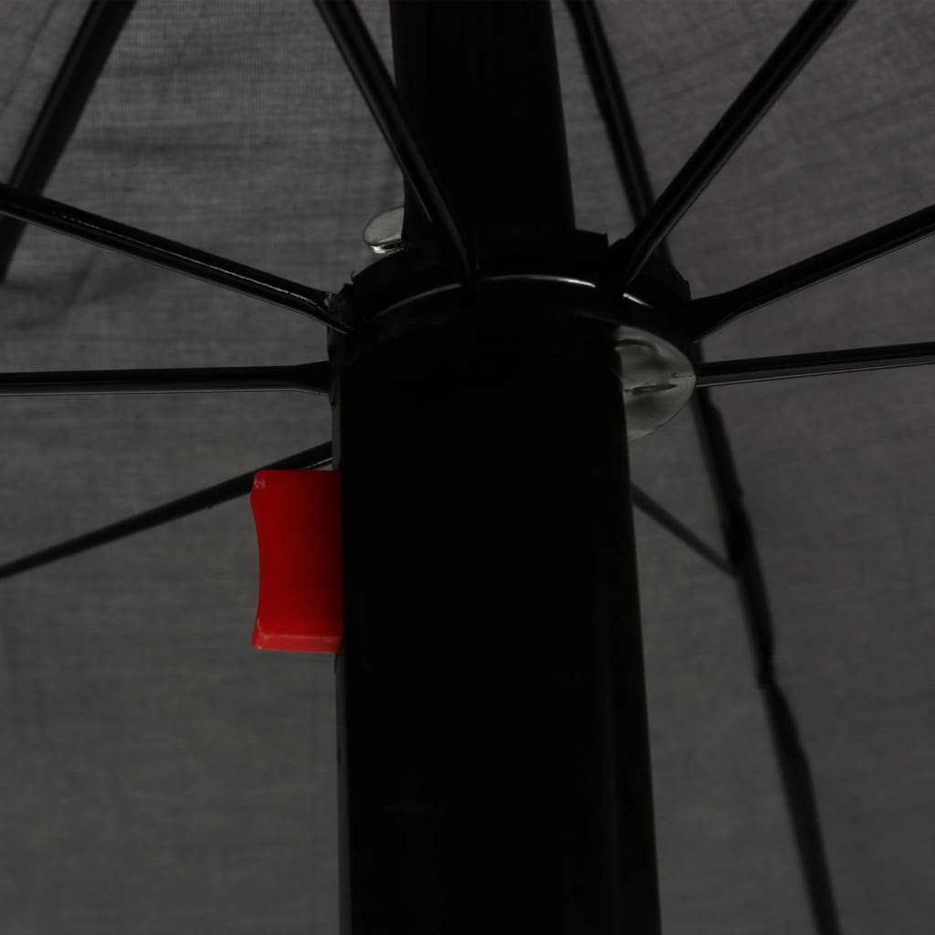 vidaXL Pat șezlong de exterior cu umbrelă, gri, poliratan