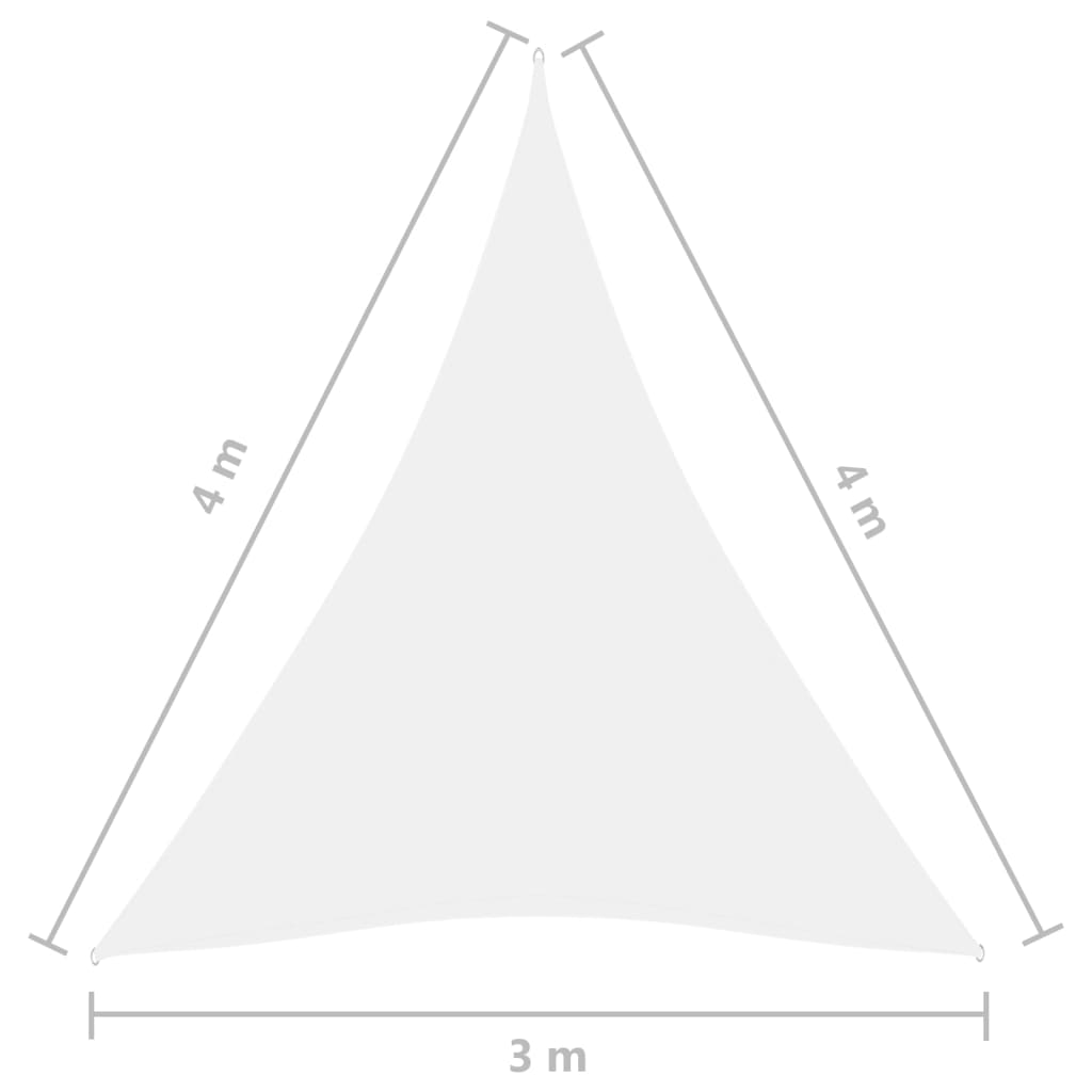 vidaXL Pânză parasolar, alb, 3x4x4 m, țesătură oxford, triunghiular