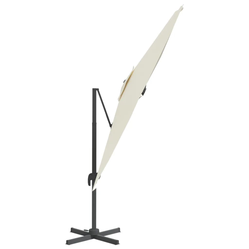 vidaXL Umbrelă în consolă cu LED, alb nisipiu, 400x300 cm