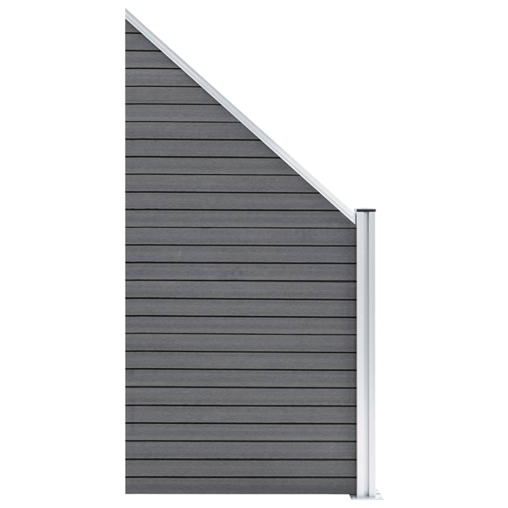 vidaXL Set panouri gard, 4 pătrate + 1 oblic, gri, 792 x 186 cm, WPC