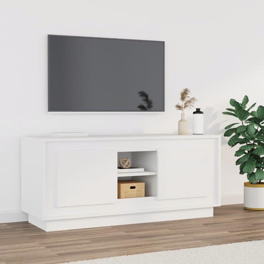 vidaXL Comodă TV, alb, 102x35x45 cm, lemn prelucrat