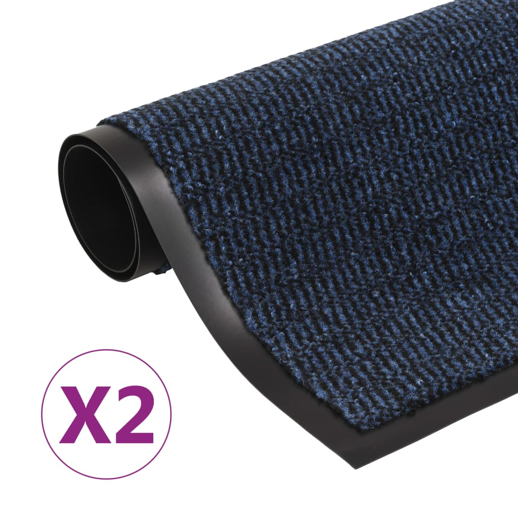 vidaXL Covoare ușă anti-praf, 2 buc. albastru, 60x90 cm dreptunghiular
