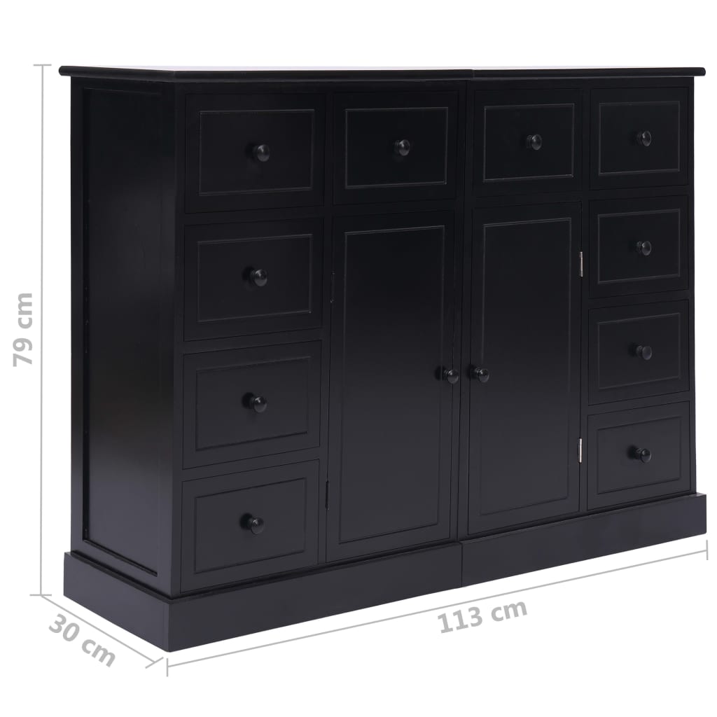 vidaXL Dulap cu 10 sertare, negru, 113x30x79 cm, lemn