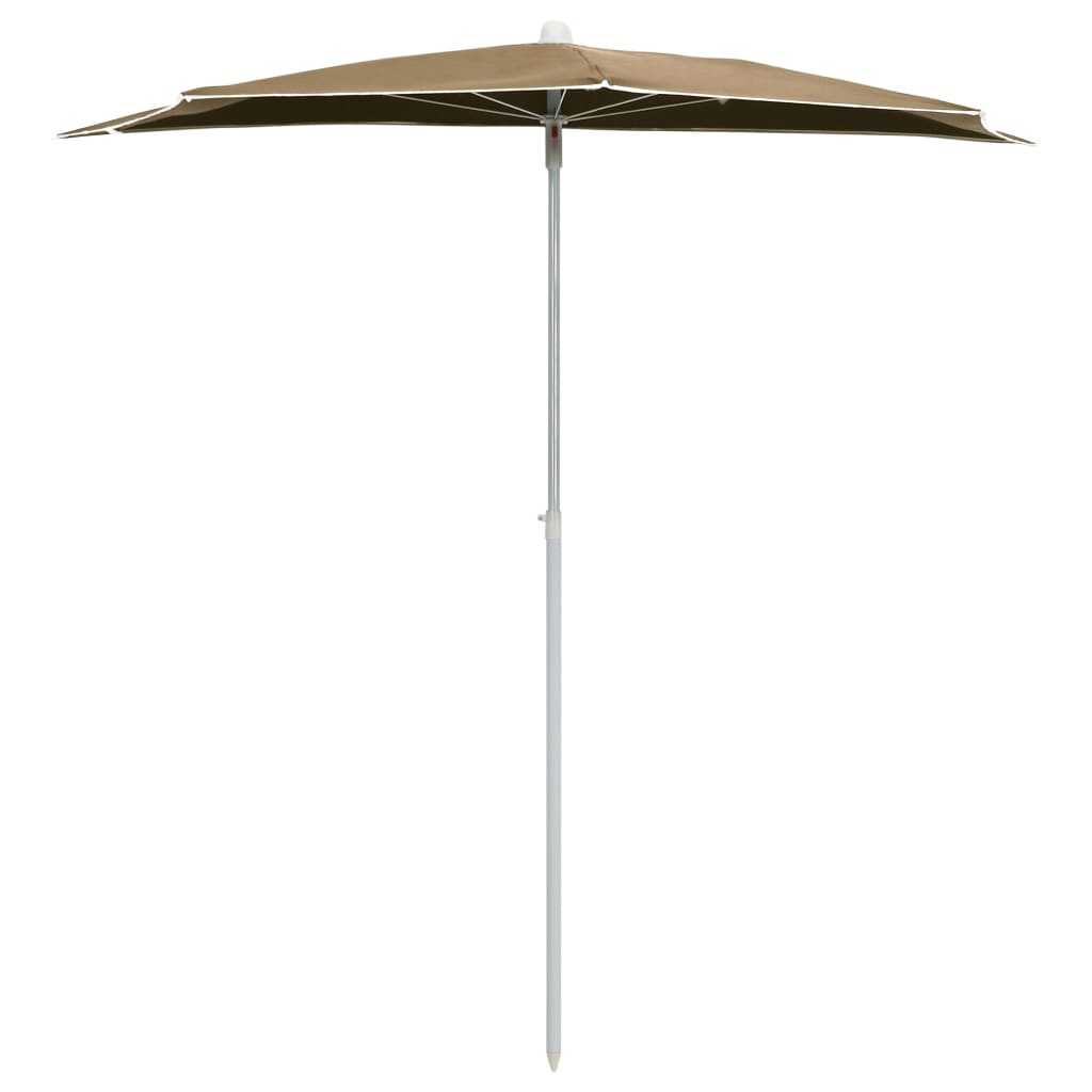 vidaXL Umbrelă de grădină cu stâlp, gri taupe, 180x90 cm, semirotundă