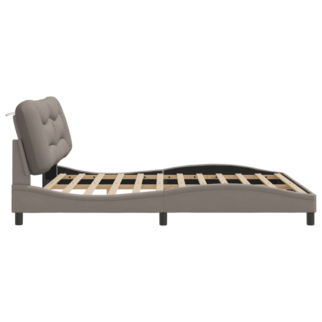 vidaXL Cadru de pat cu tăblie, gri taupe, 180x200 cm, textil