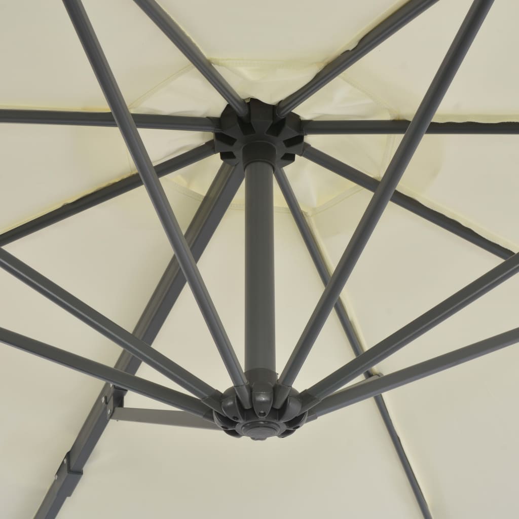 vidaXL Umbrelă suspendată cu stâlp din aluminiu, nisipiu, 300 cm