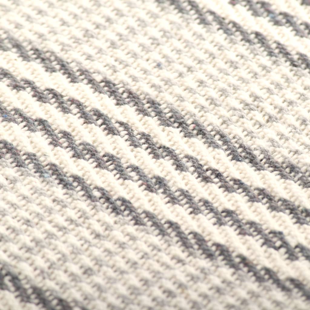vidaXL Pătură decorativă cu dungi, bumbac, 220 x 250 cm, gri și alb