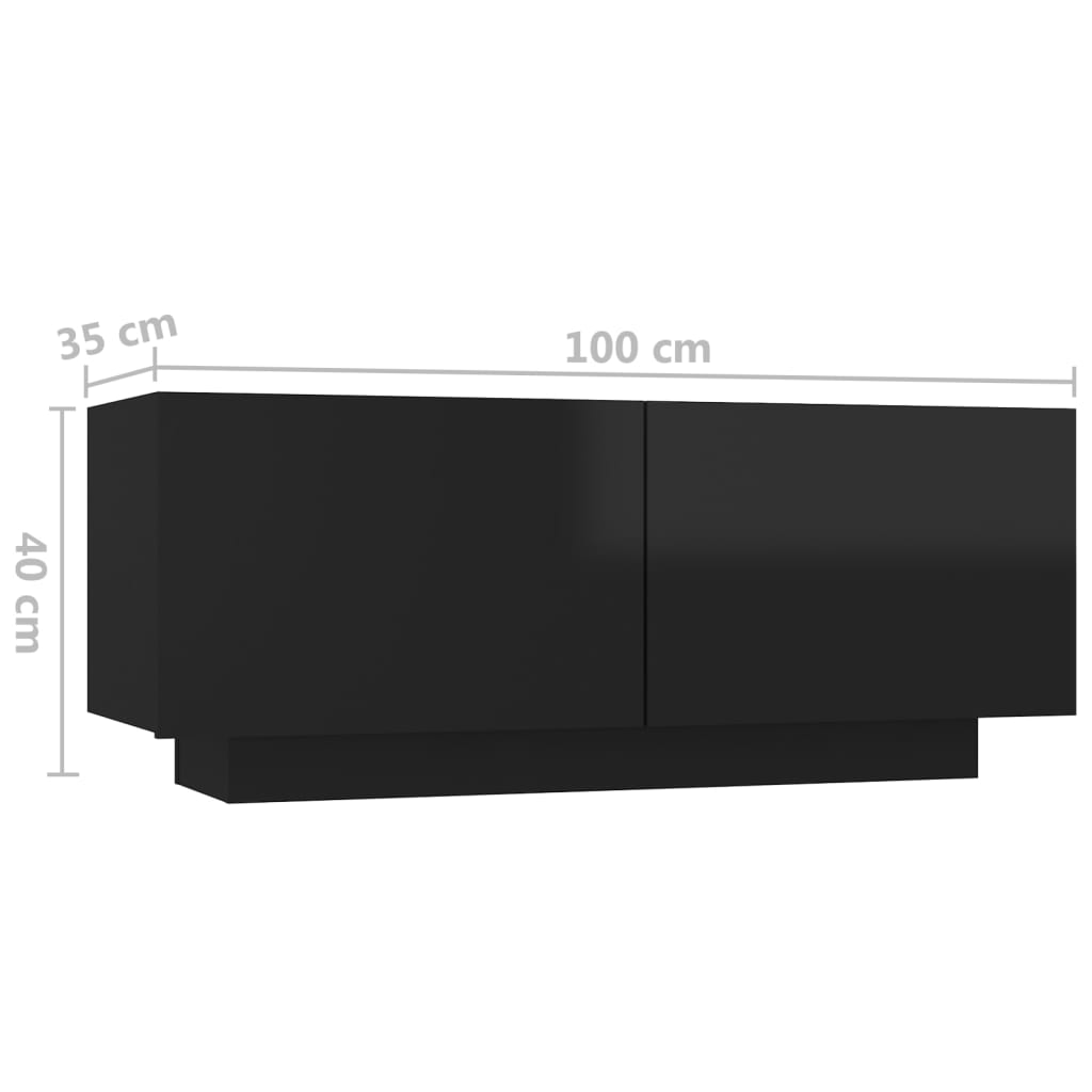 vidaXL Noptieră, negru extralucios, 100x35x40 cm, lemn prelucrat